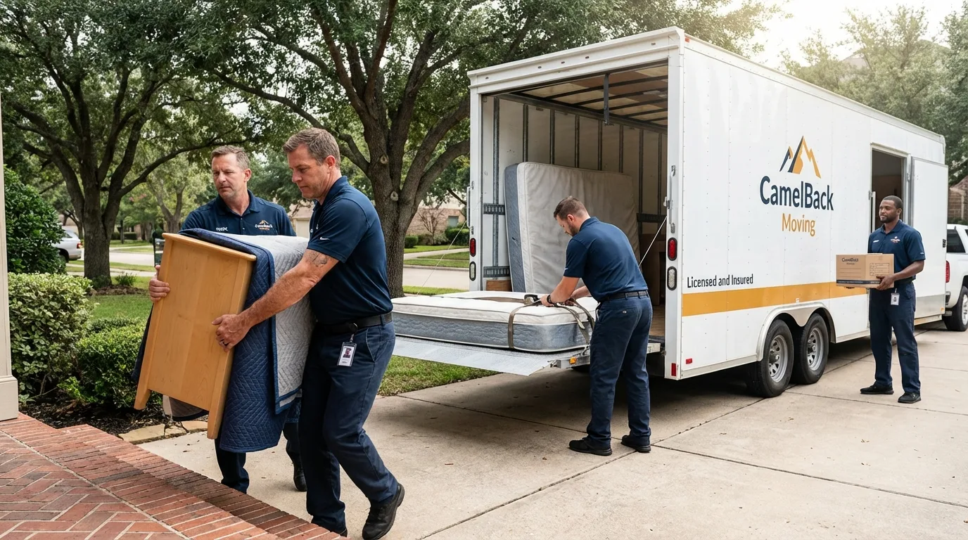 Crew loading residential truck for cross-state move from Sutter Creek, CA