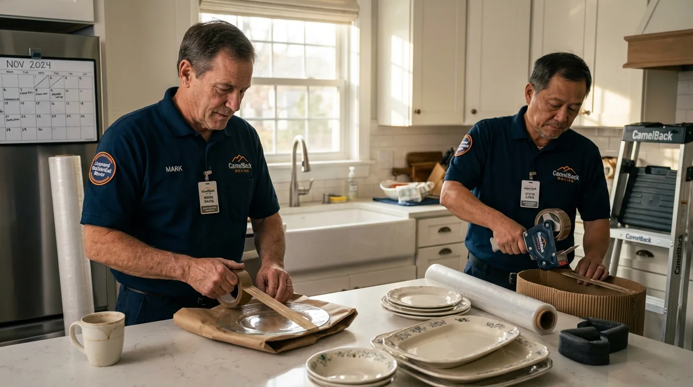 Professional crew packing kitchen dishware in Sutter Creek, CA